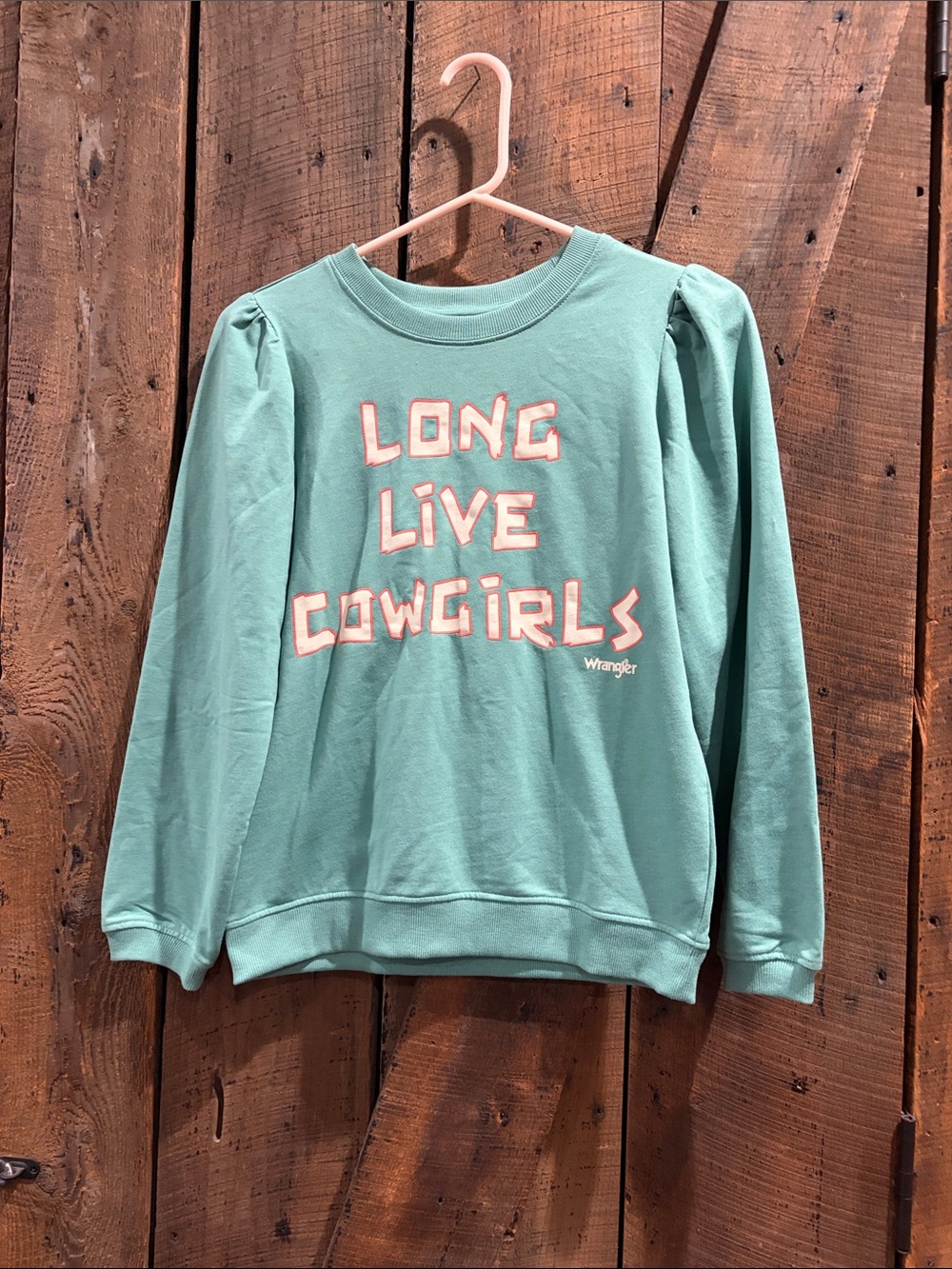 Wrangler Mint Green 'Long Live Cowgirls' Crewneck Sweatshirt